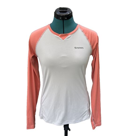 Simms Women's Solarflex Long Sleeve Crewneck Shirt Gray and Salmon Pink XS‎ - Picture 1 of 9